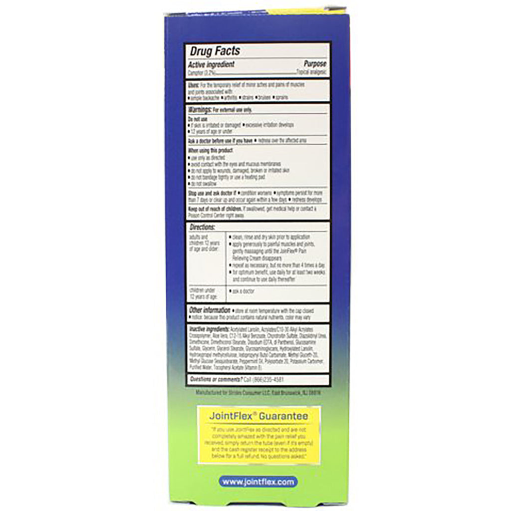 JFL003 | back panel showing Drug Facts, warnings, directions, ingredients and JointFlex Guarantee - Thumbnail