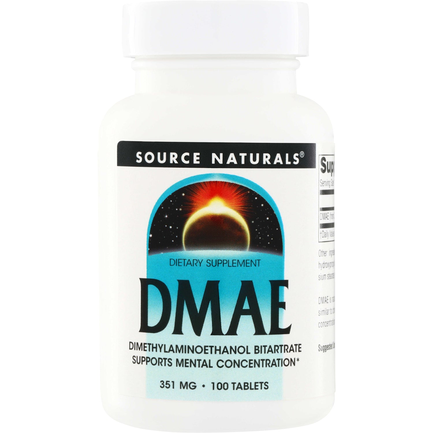 SN380 | Source Naturals DMAE dietary supplement, 351 mg, 100 tablets