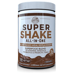CFR005 | Super Shake All-In-One plant-based meal replacement chocolate powder container front label showing 15g protein