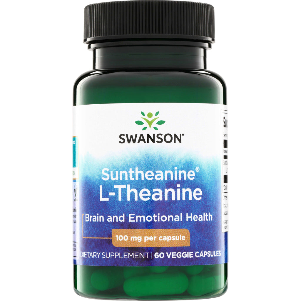 SWU110 | Swanson Suntheanine L-Theanine, 100 mg per capsule, 60 veggie capsules, Brain and Emotional Health - Thumbnail