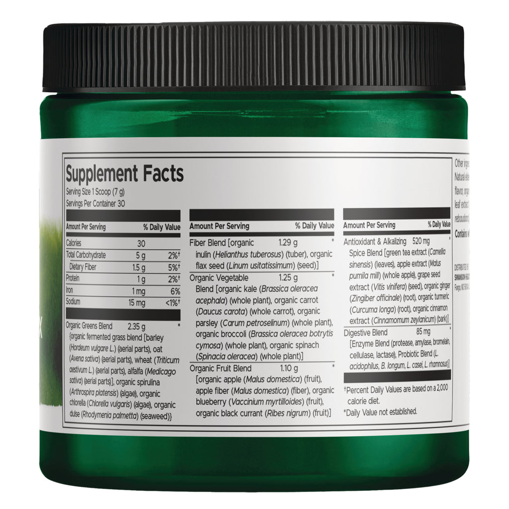 SWB006 | Supplement Facts panel on green powder jar, nutrition and ingredient list visible - Thumbnail