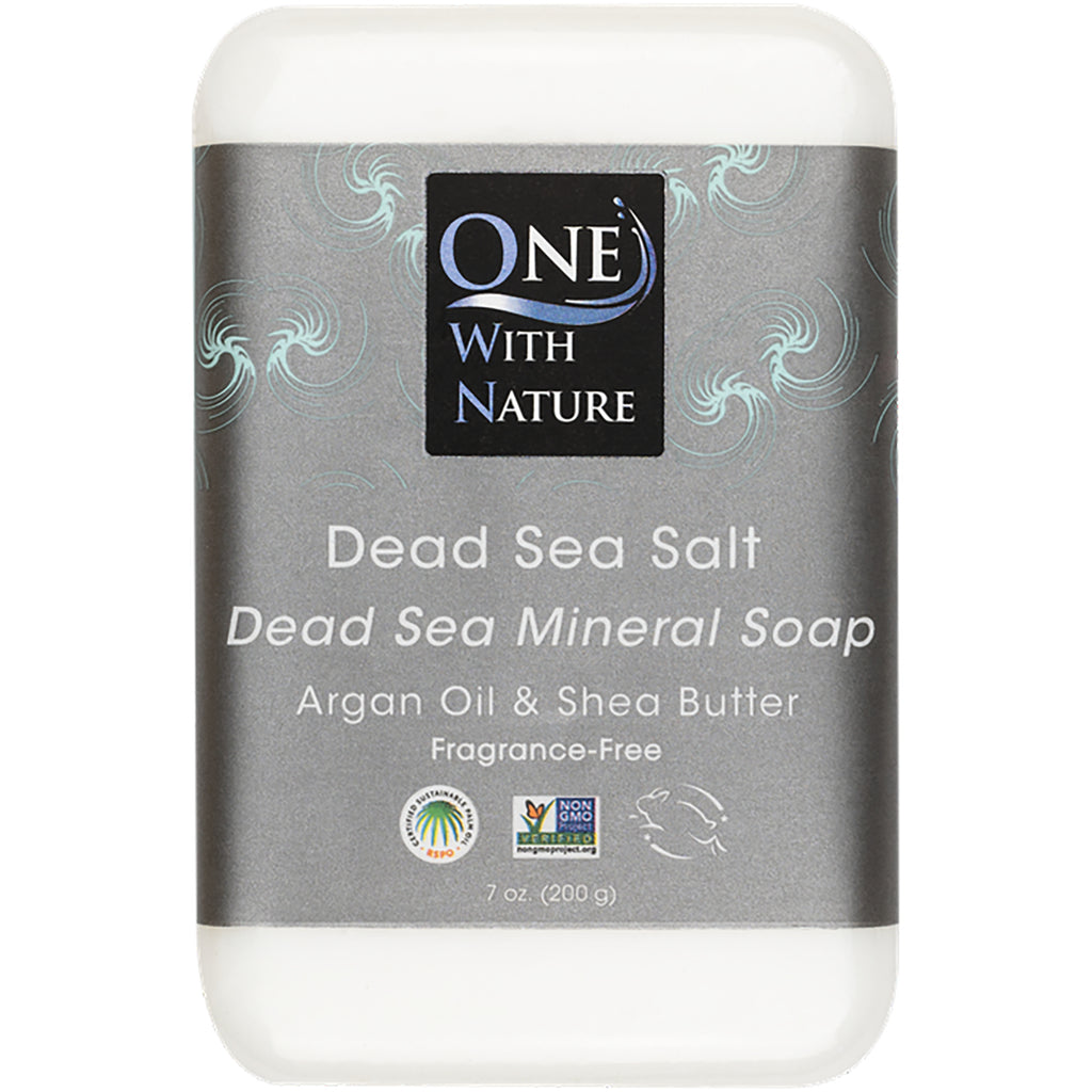 OWN001 | One With Nature Dead Sea Salt triple milled mineral soap bar with argan oil and shea butter, fragrance-free - Thumbnail