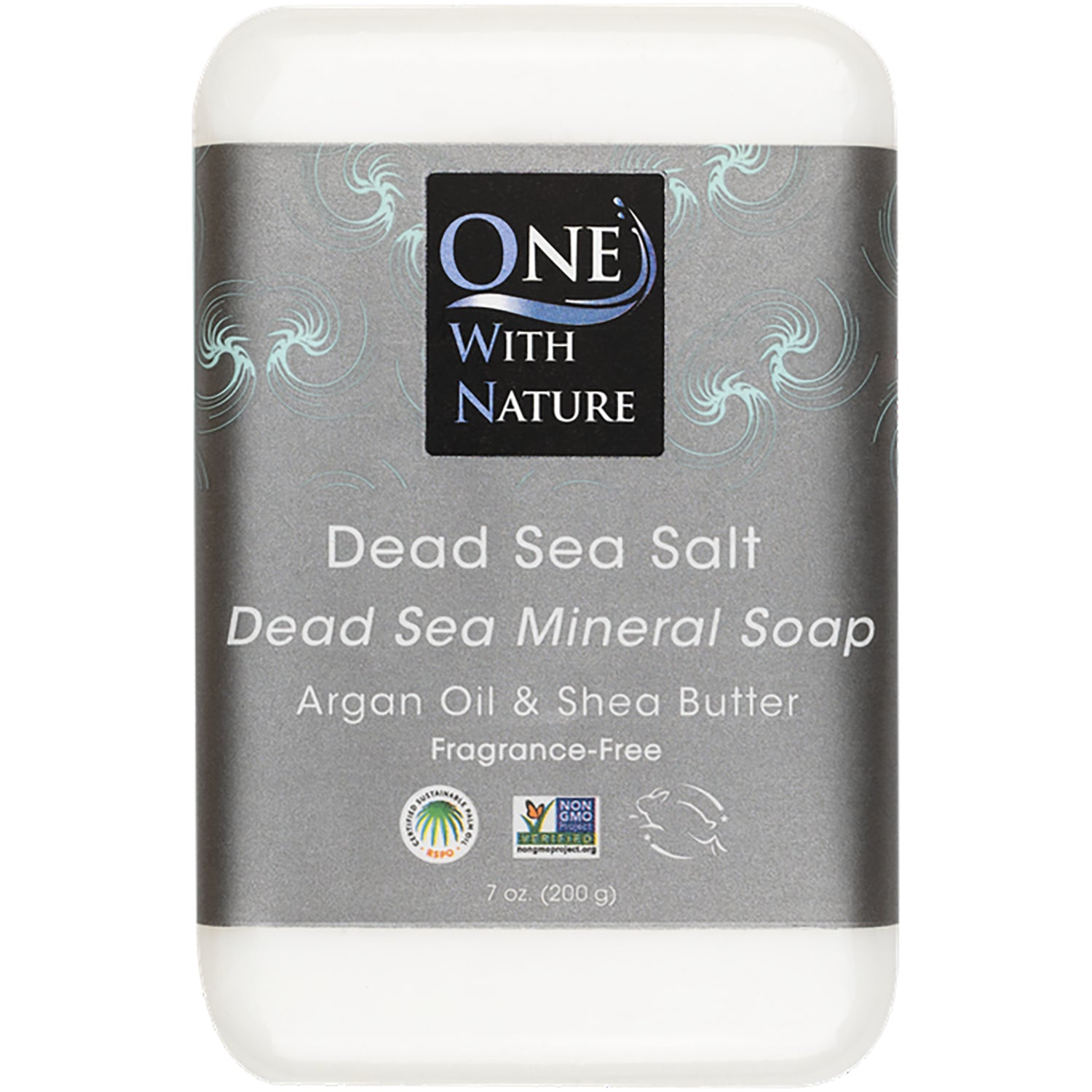 OWN001 | One With Nature Dead Sea Salt triple milled mineral soap bar with argan oil and shea butter, fragrance-free