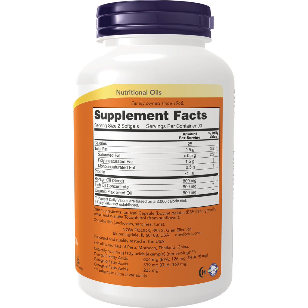 NWF152 | back label showing Supplement Facts panel and ingredients on orange and white softgel bottle - Thumbnail