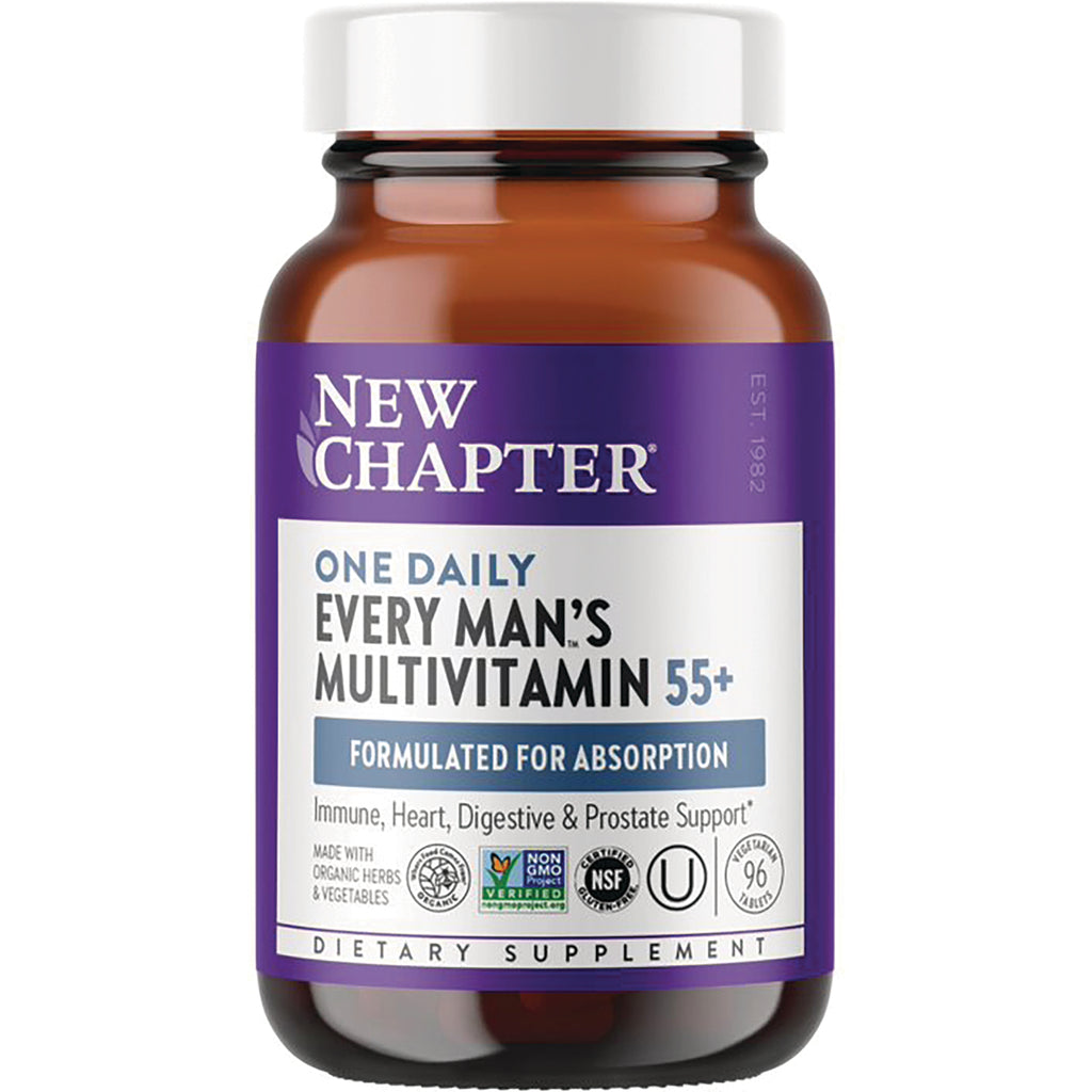 NWC320 | New Chapter One Daily Every Man's Multivitamin 55+ bottle front label showing formulated for absorption - Thumbnail