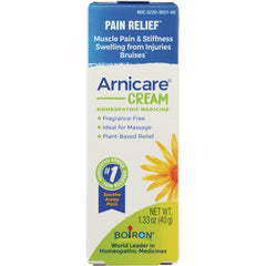 BRN079 | Arnicare CREAM homeopathic medicine box, pain relief, 1.33 oz with yellow flower graphic