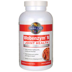 GLF129 | Garden of Life Wobenzym N joint health dietary supplement white bottle with red label, 800 enteric-coated tablets