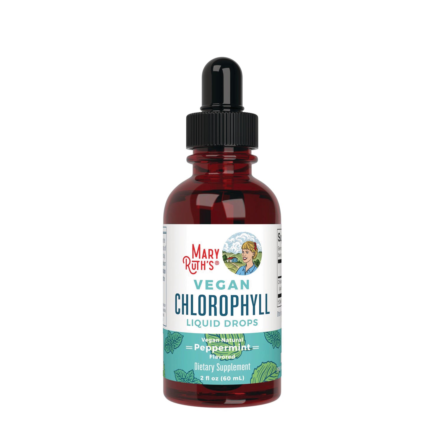 MRR036 | Mary Ruth's Vegan Chlorophyll liquid drops peppermint 2 fl oz front bottle