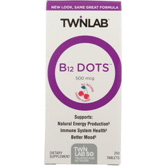 TL100 | Twinlab B12 Dots 500 mcg, cherry flavor, 250 tablets box front