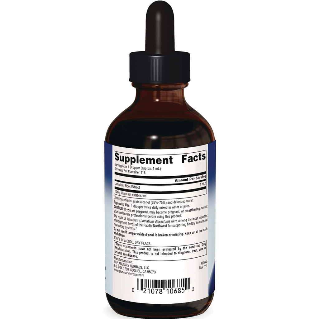 PF194 | back label of amber dropper bottle showing Supplement Facts panel, ingredient text and barcode - Thumbnail