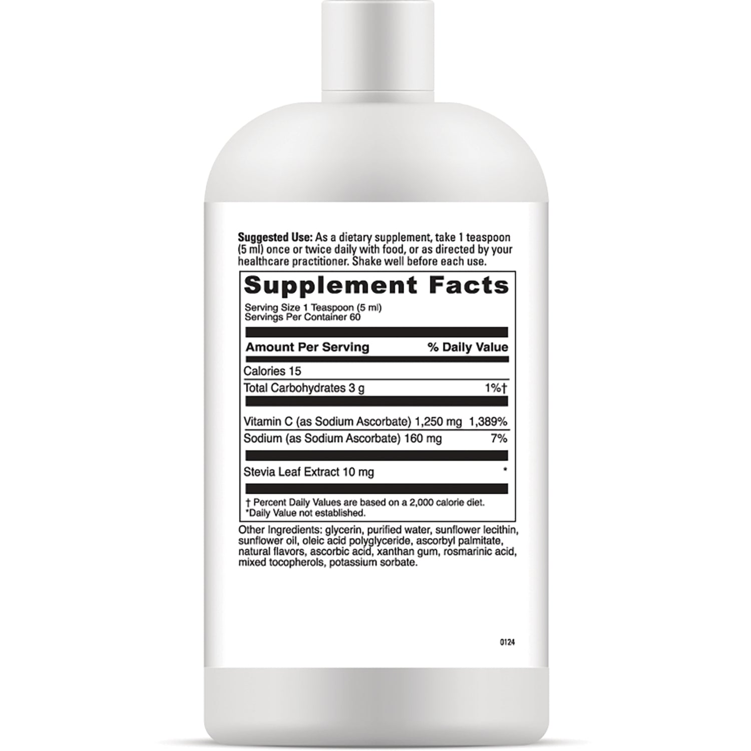 DVL009 | white bottle back label showing Supplement Facts panel and ingredient list