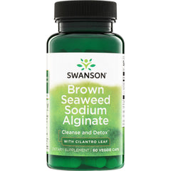 SW1593 | Swanson Brown Seaweed Sodium Alginate supplement, Cleanse and Detox with Cilantro Leaf, 60 veggie capsules bottle