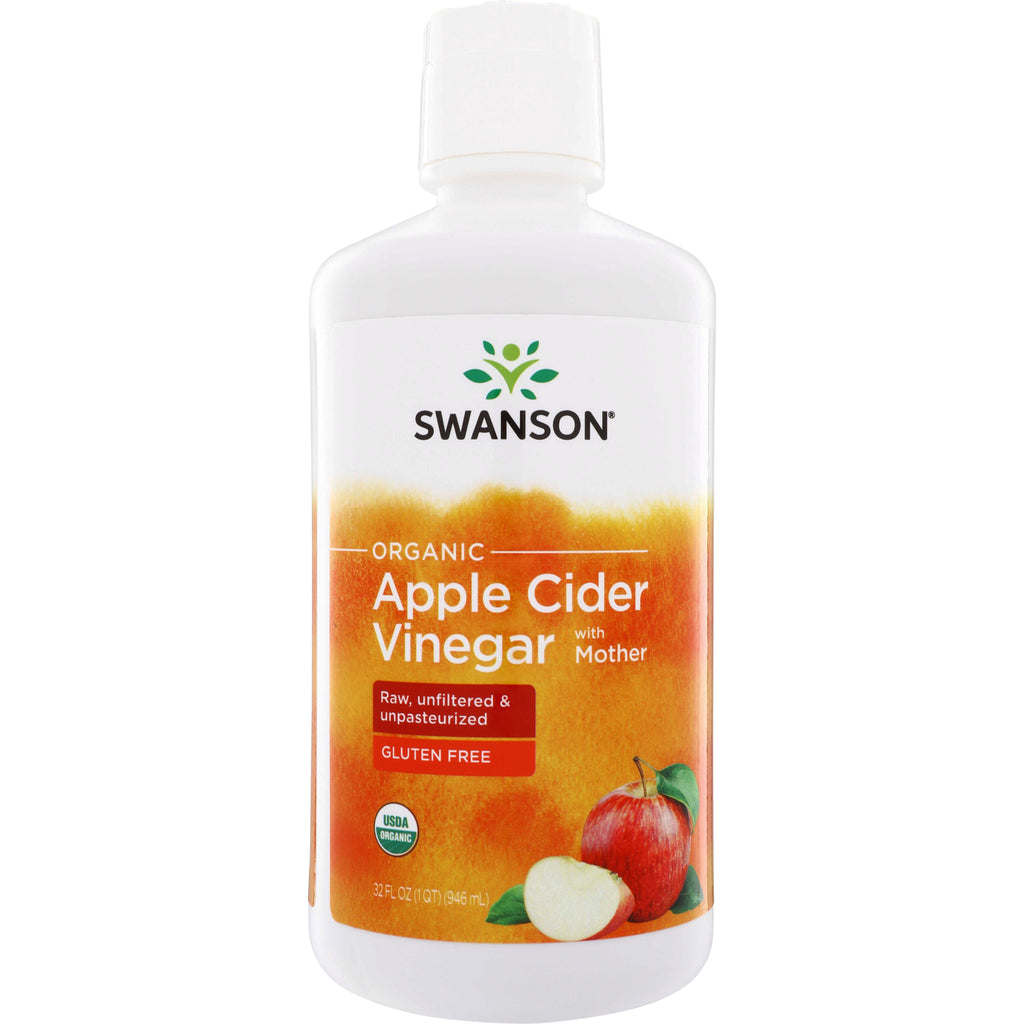 SWF198 | Swanson Organic Apple Cider Vinegar with Mother, raw unfiltered & unpasteurized, 32 fl oz bottle - Thumbnail