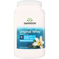 SW1233 | Swanson Original Whey Protein Powder, Vanilla flavor, 16g protein, 16 vitamins and minerals, no added sugars