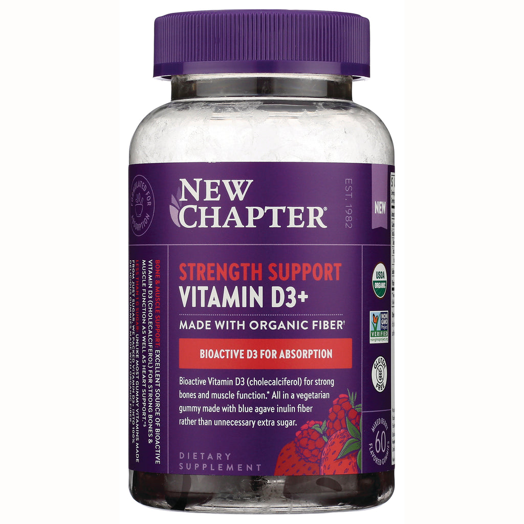 NWC387 | New Chapter Strength Support Vitamin D3+ gummy bottle with purple label made with organic fiber - Thumbnail