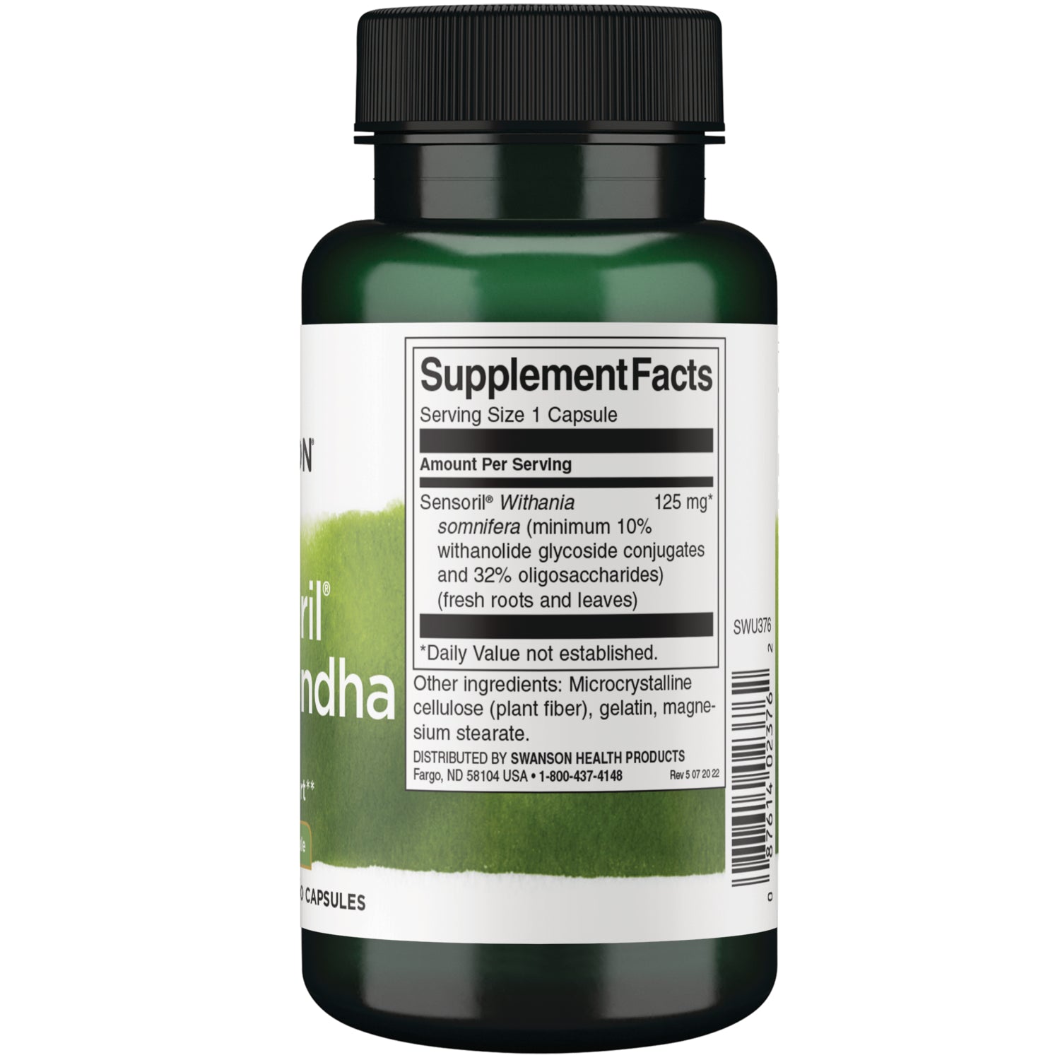 SWU376 | Back label with supplement facts and serving information