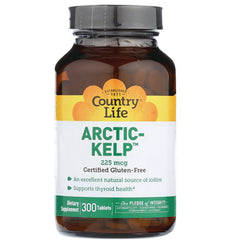 CRL430 | Country Life ARCTIC-KELP 225 mcg dietary supplement bottle front label showing 300 tablets