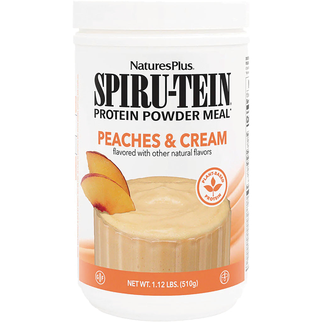 NTP161 | NaturesPlus SPIRU-TEIN protein powder meal peaches & cream flavor container, 1.12 lbs - Thumbnail