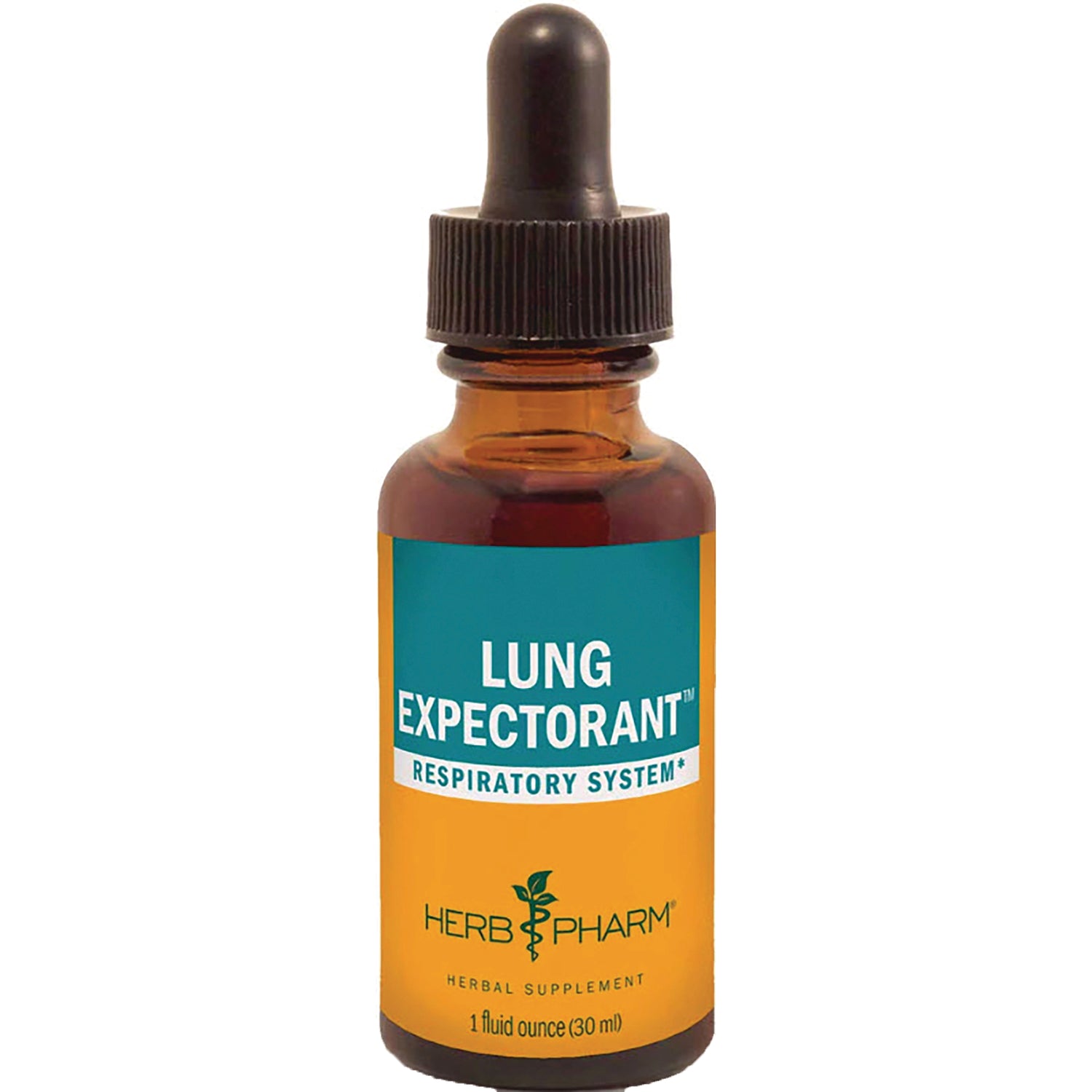 HPH155 | Amber dropper bottle labeled LUNG EXPECTORANT RESPIRATORY SYSTEM Herb Pharm 1 fluid ounce (30 ml)