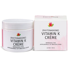 RV054 | Jar and box of VITAMIN K CRME labeled PHYTONADIONE improves the appearance of bruised skin
