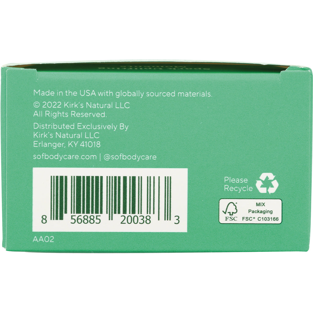 SOF013 | Back of SOF Body Care box with barcode, recycling icon, and FSC Mix Packaging label - Thumbnail