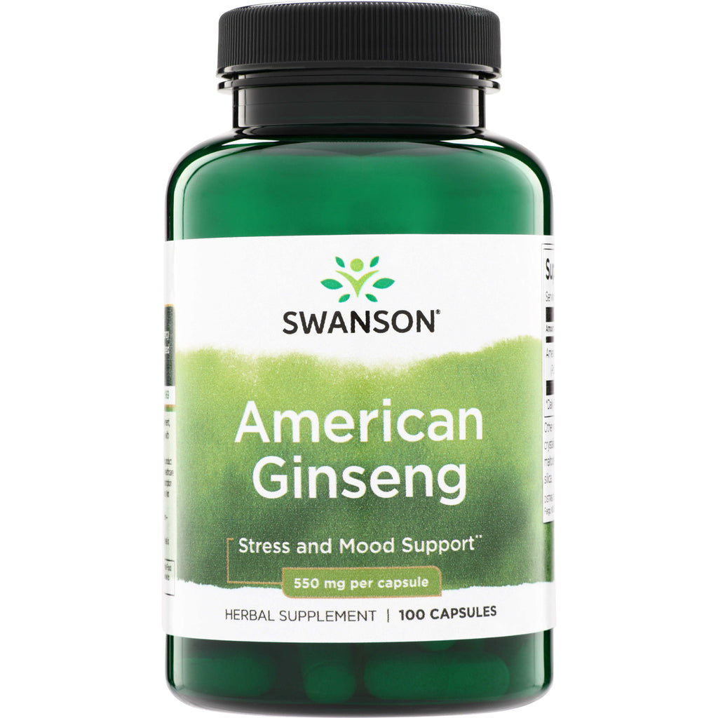 SW512 | Swanson American Ginseng, 550 mg per capsule, 100 capsules, Stress and Mood Support - Thumbnail