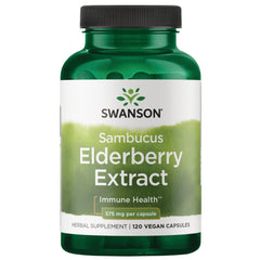 SW1782 | Swanson Sambucus Elderberry Extract, Immune Health, 575 mg per capsule, 120 vegan capsules