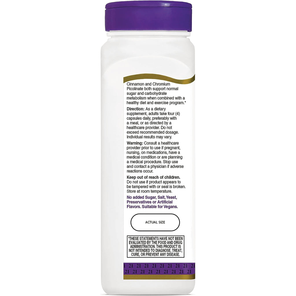 CNT242 | Back of white supplement bottle with purple cap showing directions, warnings, ingredient text and actual size indicator - Thumbnail