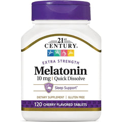 CNT246 | 21st Century Melatonin 10 mg Quick Dissolve bottle, 120 cherry flavored sleep support tablets