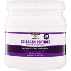 SW1965 | Swanson Collagen Peptides powder, unflavored, 20 g per scoop, grass fed pasture raised, front label