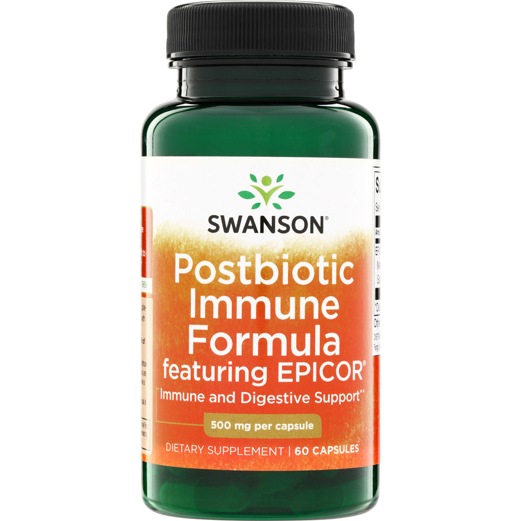 SW1879 | Swanson Postbiotic Immune Formula featuring EPICOR, Immune and Digestive Support, 500 mg per capsule, 60 capsules - Thumbnail