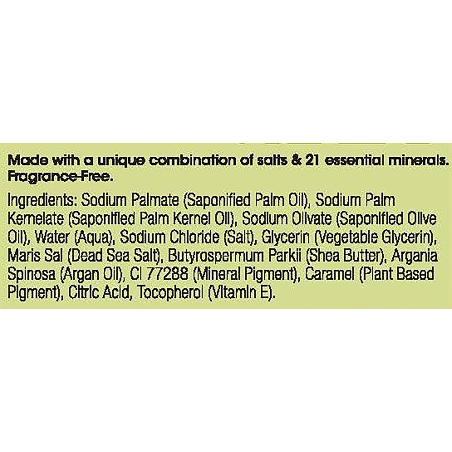 OWN007 | Ingredients and product details for fragrance-free soap with 21 essential minerals