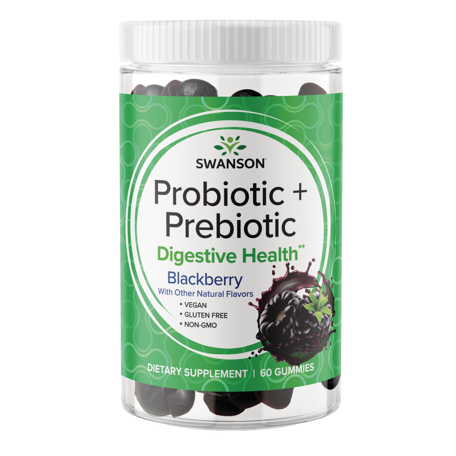 SW1821 | Swanson Probiotic + Prebiotic Gummies - Blackberry