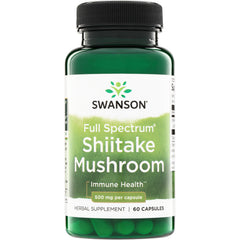 SW1339 | Swanson Full Spectrum Shiitake Mushroom, Immune Health, 500 mg per capsule, 60 capsules