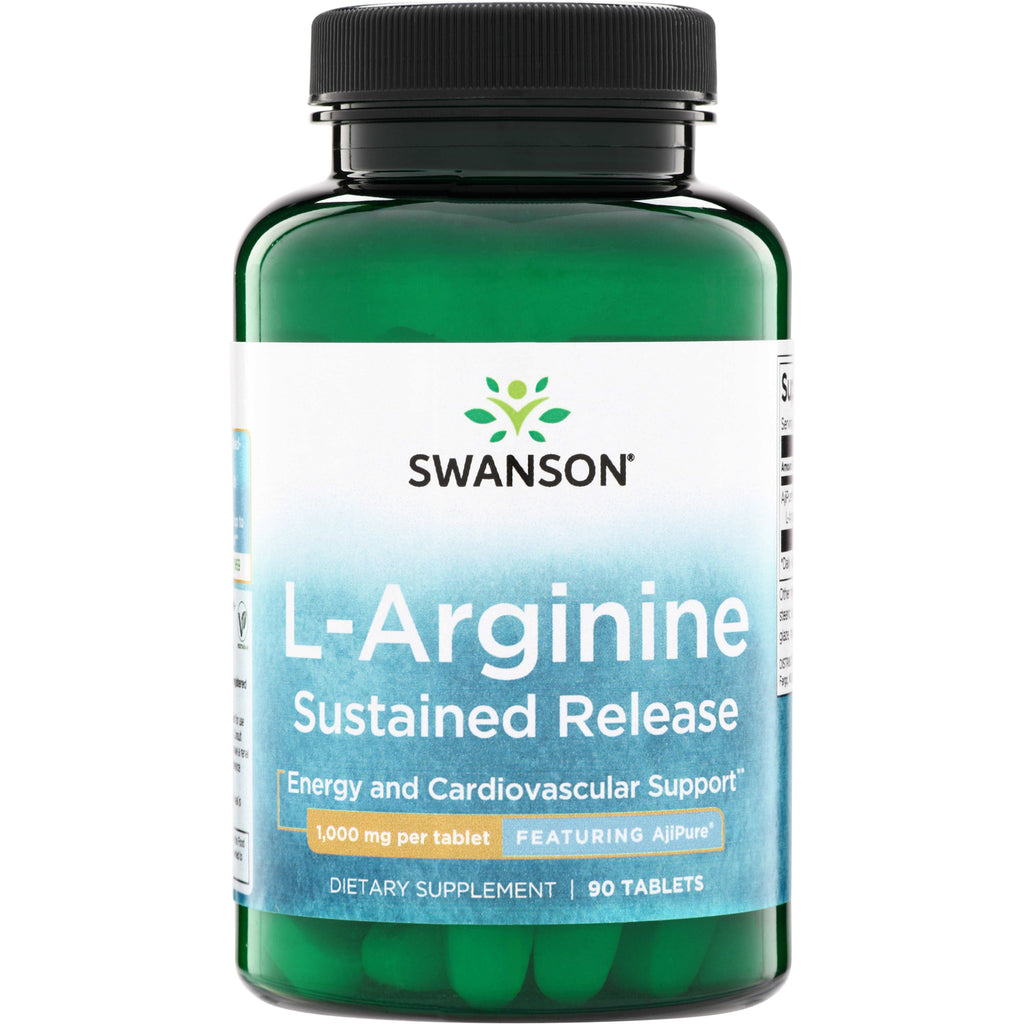 SWU885 | Swanson L-Arginine Sustained Release, 1,000 mg per tablet, 90 tablets, featuring AjiPure - Thumbnail