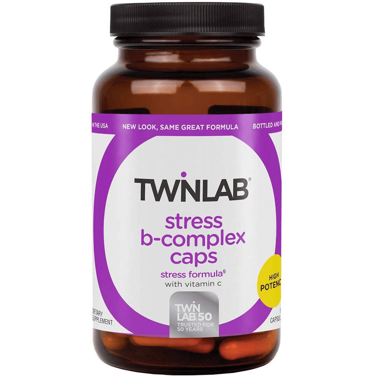 TL132 | Twinlab Stress B-Complex Caps bottle, stress formula with vitamin C, high potency