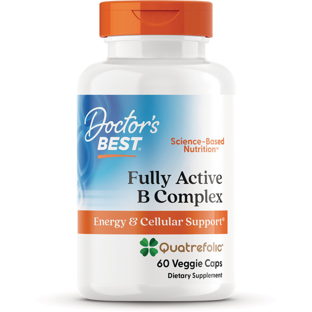 Doctor's Best Fully Active B Complex supplement bottle labeled 60 Veggie Caps Energy & Cellular Support - Thumbnail