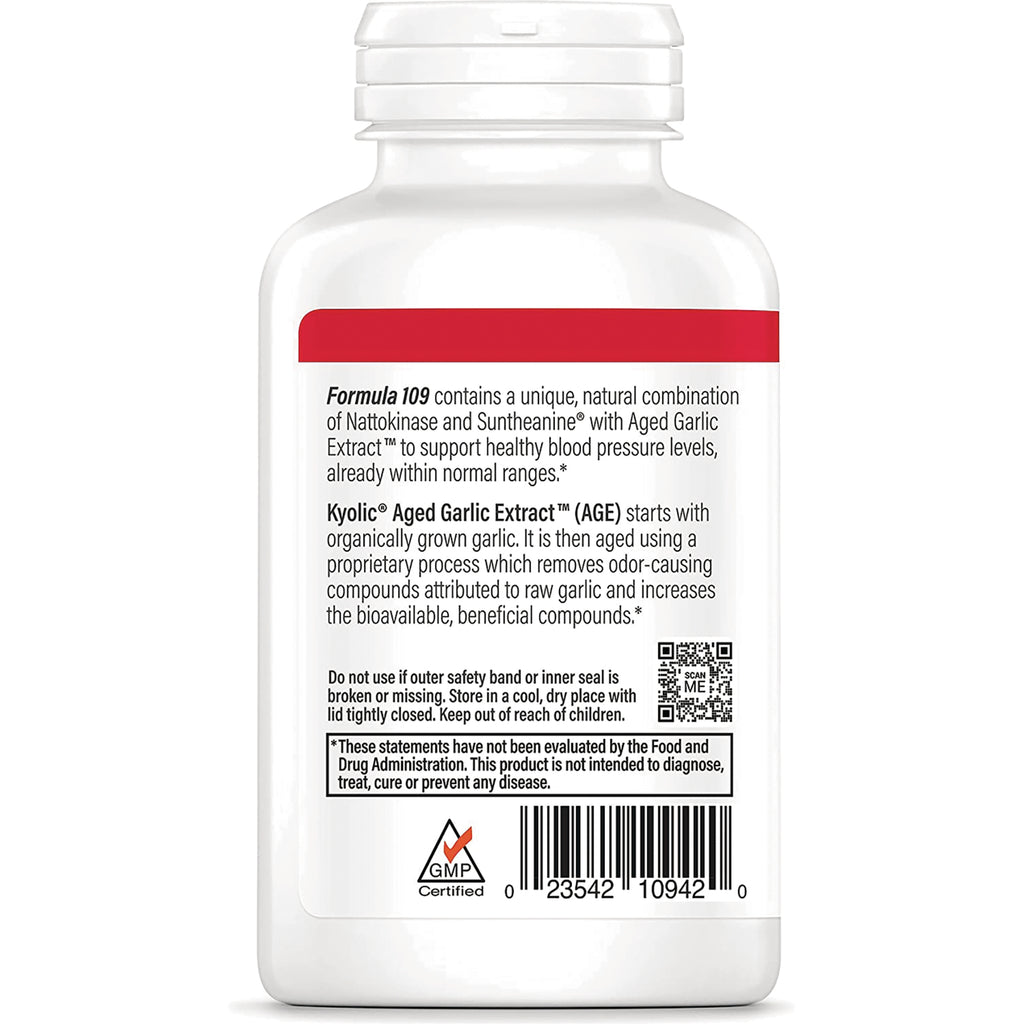 KY127 | back label of white supplement bottle showing product description, barcode, QR code and GMP certified logo - Thumbnail