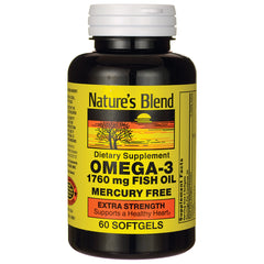 NAB054 | Nature's Blend Omega-3 1760 mg fish oil bottle with yellow label, extra strength, 60 softgels