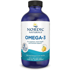 NRN089 | Nordic Naturals Omega-3 liquid fish oil supplement bottle, lemon flavor, 8 fl oz
