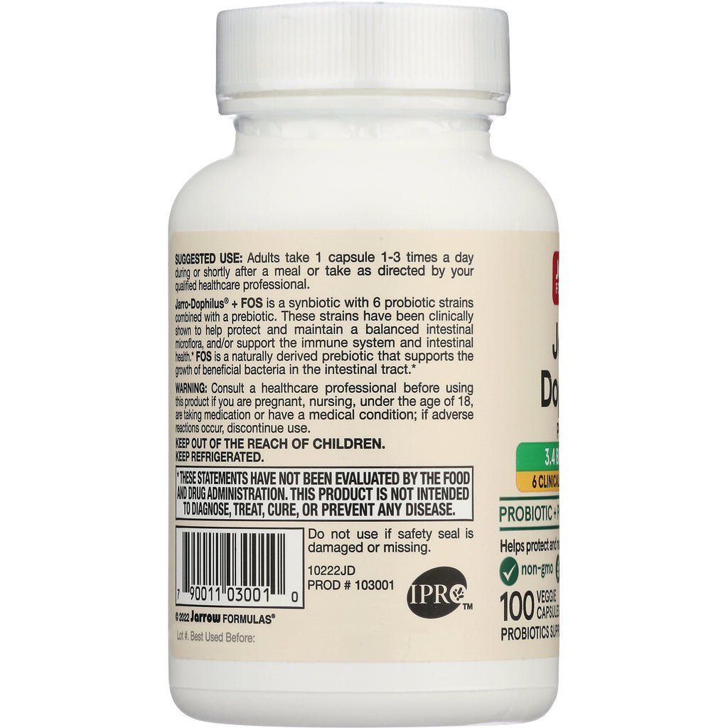 JR020 | Back label of white supplement bottle showing suggested use, warnings, and barcode - Thumbnail
