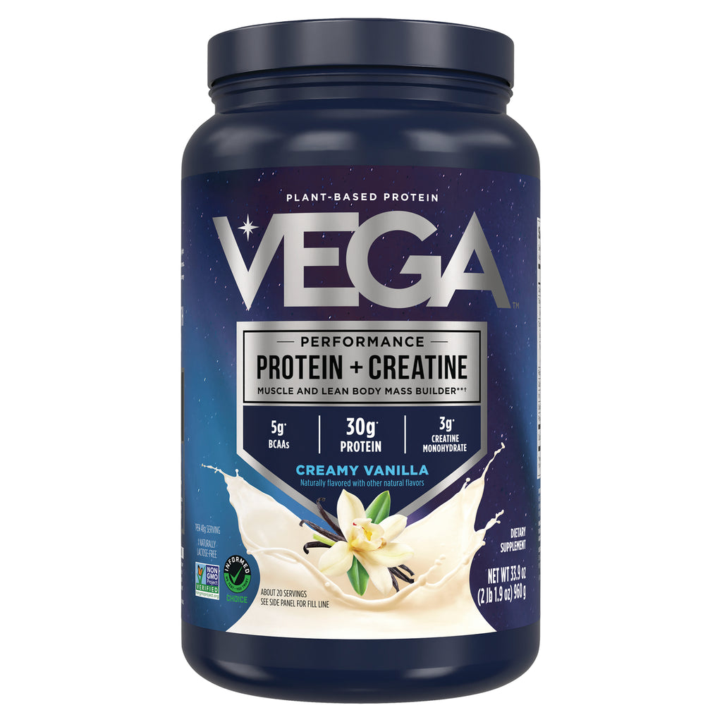 VGA009 | Vega Performance Protein + Creatine powder, Creamy Vanilla flavor, 30g protein, 5g BCAAs, 3g creatine - Thumbnail