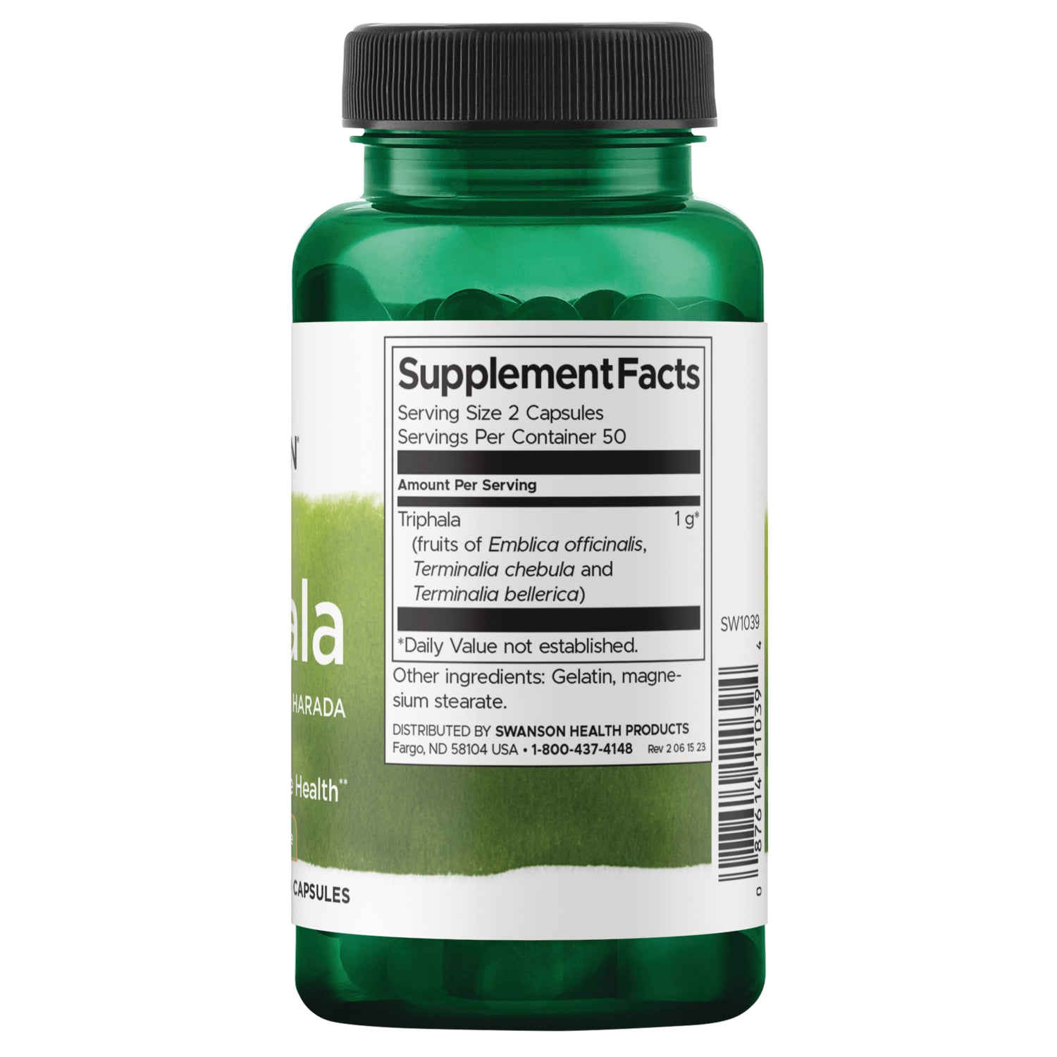 SW1039 |Back label with supplement facts and serving information