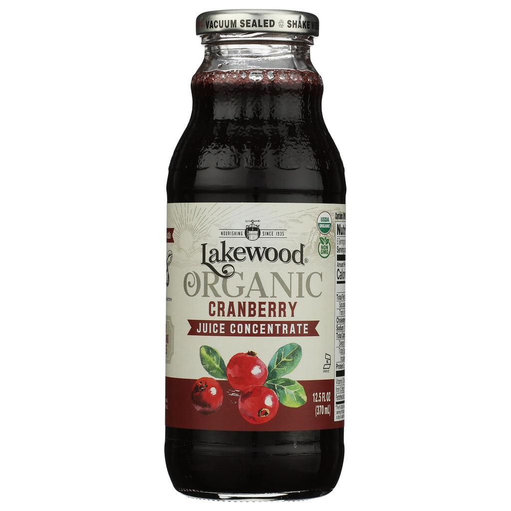 LKW005 | Lakewood Organic cranberry concentrate 100% juice bottle front label with cranberries and USDA Organic seal - Thumbnail