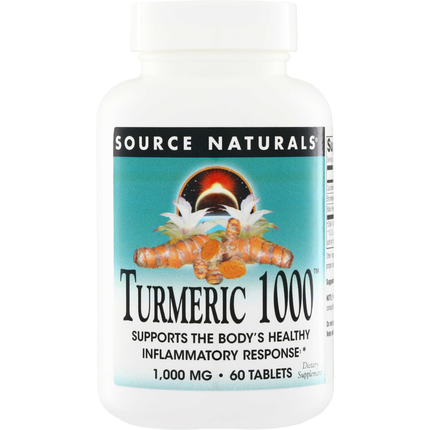 SN317 | Source Naturals Turmeric 1000 dietary supplement bottle, 1,000 mg, 60 tablets