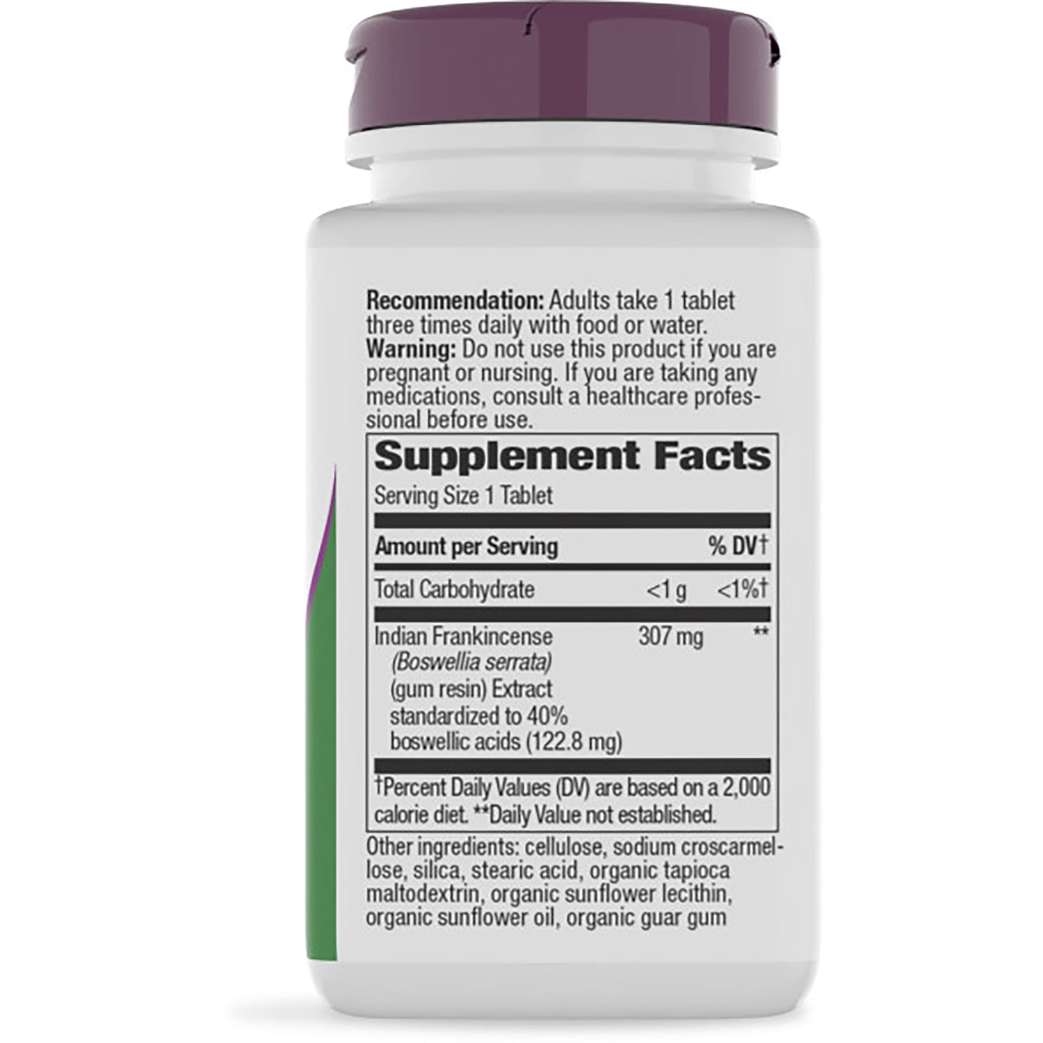 NW685 | Brown supplement bottle back showing Supplement Facts label with serving size, ingredients and warnings