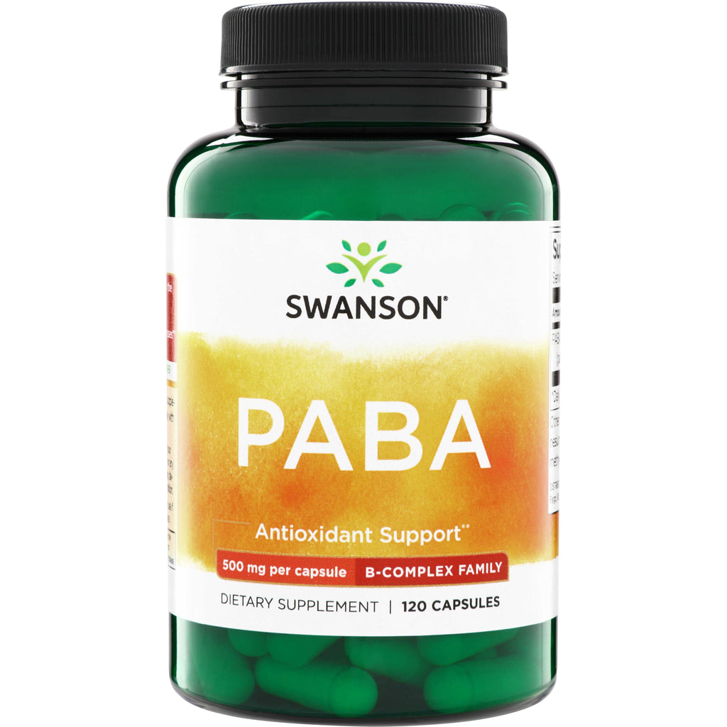 SW1367 | Swanson PABA, Antioxidant Support, 500 mg per capsule, 120 capsules bottle front - Thumbnail