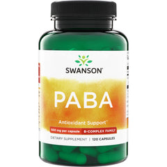 SW1367 | Swanson PABA, Antioxidant Support, 500 mg per capsule, 120 capsules bottle front