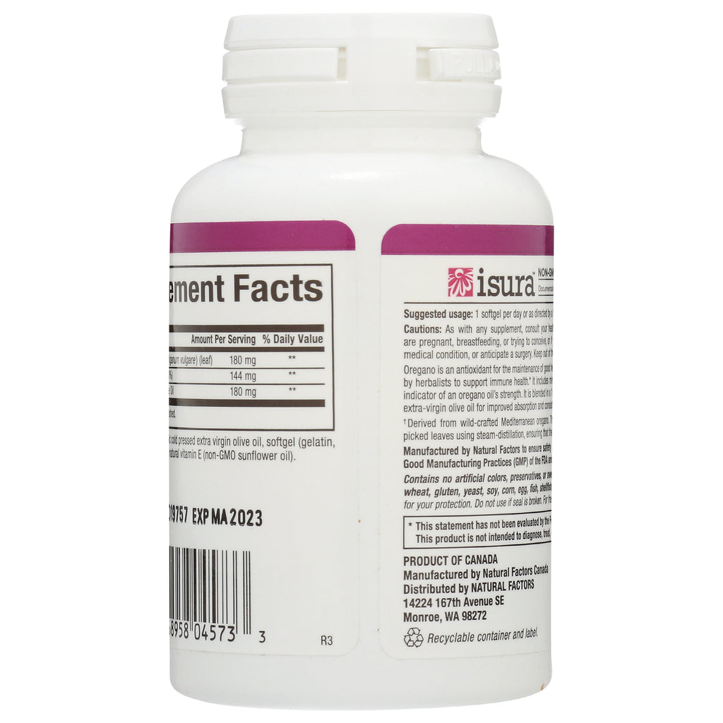 NFC181 | back of white supplement bottle showing Supplement Facts panel, directions, barcode, and small label text - Thumbnail