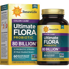 RNL252 | RenewLife Ultimate FLORA probiotic 80 BILLION 60 delayed-release vegan capsules front packaging